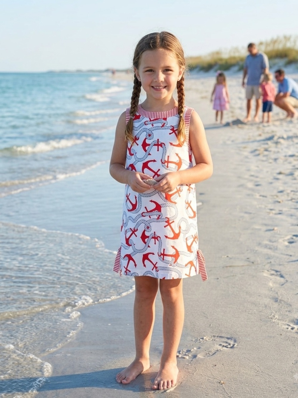 Gretchen Scott Red White Blue Anchor Dress Girls Size 6